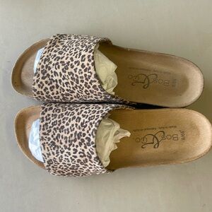 LUX LEOPARD OPEN TOE MULES